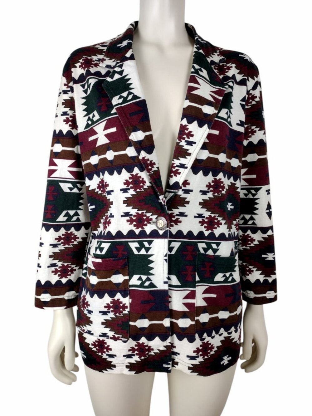 Vintage 90s Signal Womans Casual Western Aztec Lightweight Cotton Jacket Size M